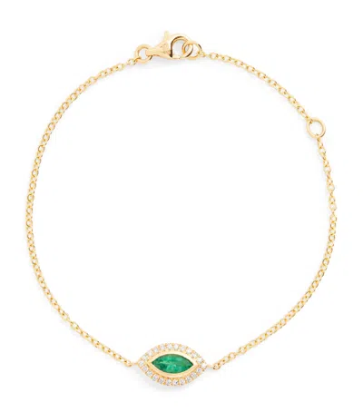 Shay Yellow Gold, Diamond And Emerald Evil Eye Bracelet In Gold