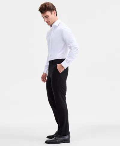 Ted By Ted Baker Men's Modern-fit Stretch Black Solid Wool-blend Suit Separate Pants In Black