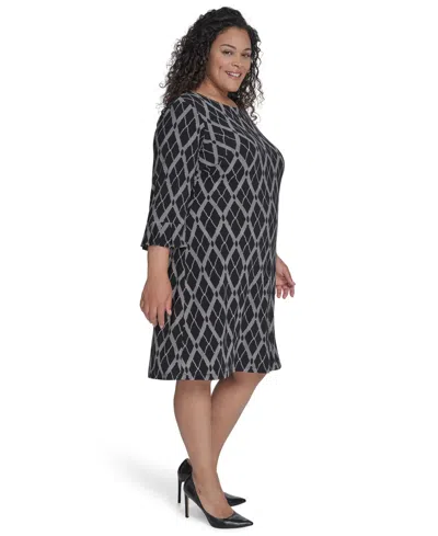 Tommy Hilfiger Plus Size Bell-sleeve Shift Dress In Black