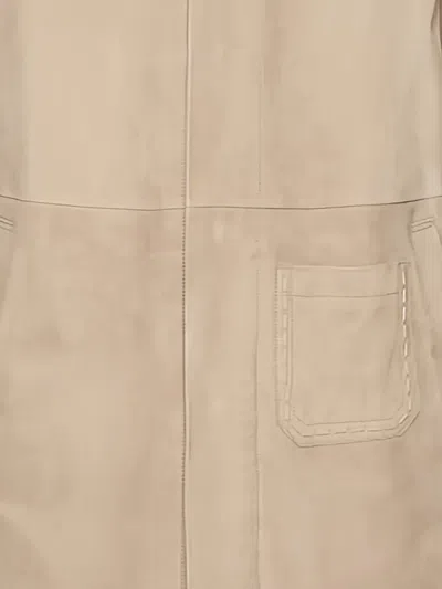 Ferragamo Suede Coat In Neutral