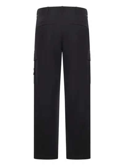 Stone Island Cotton Cargo Trousers In Black
