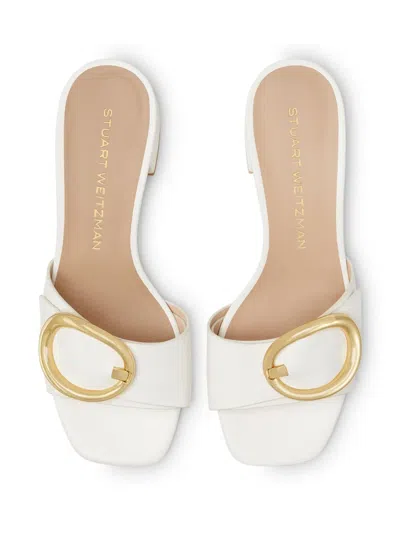 Stuart Weitzman 35mm Benni Mules In White