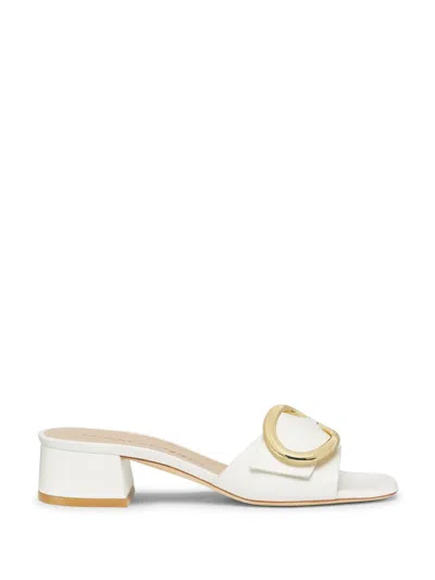 Stuart Weitzman 35mm Benni Mules In White