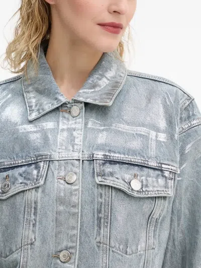 Gestuz Metallic-effect Denim Jacket In Blue