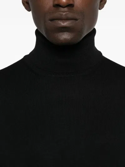 Tagliatore Turtleneck Sweater With Ribbed Collar And Cuffs In Black