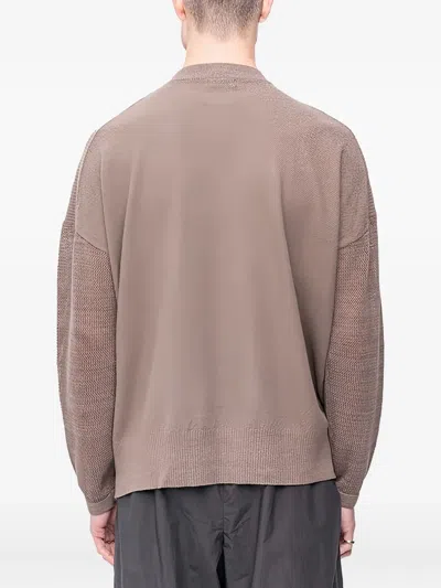 Devoa Textured-knit Pullover Sweater In Brown