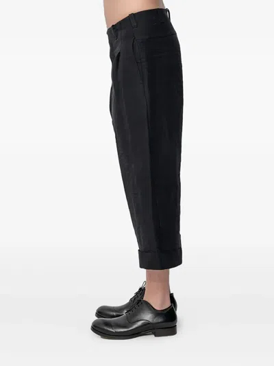 Devoa Pleated Cuffed Trousers In Black