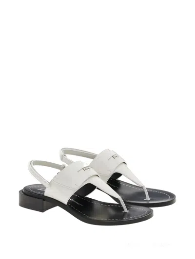 Ferragamo Nya 30 Woman Thong Sandal Off White Size 7 Calfskin In White