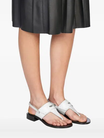 Ferragamo Nya 30 Woman Thong Sandal Off White Size 7 Calfskin In White