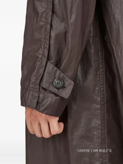 Ferragamo Button-up Parka In Brown