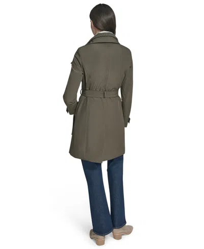 Calvin Klein Women's Long Sleeve Belted Wrap Coat In Green