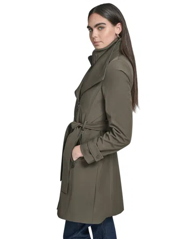 Calvin Klein Women's Long Sleeve Belted Wrap Coat In Green