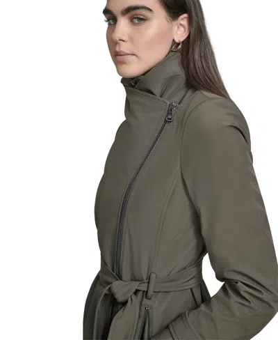 Calvin Klein Women's Long Sleeve Belted Wrap Coat In Green