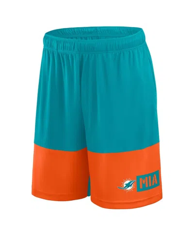 Fanatics Men's Aqua/orange Miami Dolphins Big Tall Best Of The Best Performance Shorts In Green