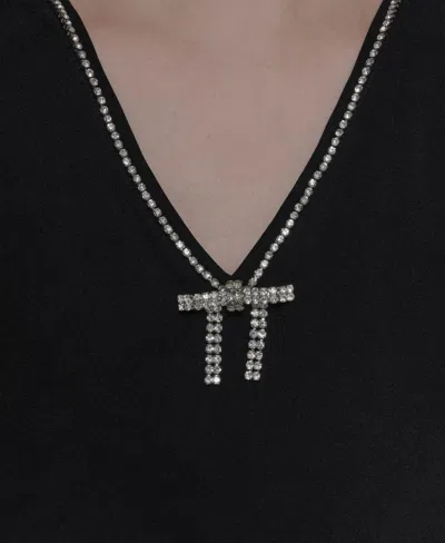 Karl Lagerfeld Women's Crystal-trim V-neck Top In Black