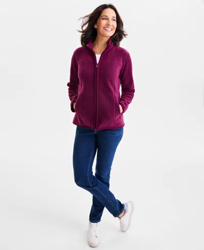 Style & Co Women's Polar Fleece Jacket, Created For Macy's In Burgundy