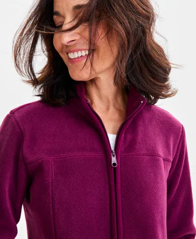 Style & Co Women's Polar Fleece Jacket, Created For Macy's In Burgundy