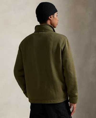 Polo Ralph Lauren Collared Long Sleeve Sweatshirt And Pockets In Green