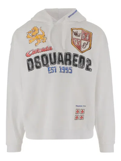 Dsquared2 Dsquared Men Hoodie Hand-drawn In White