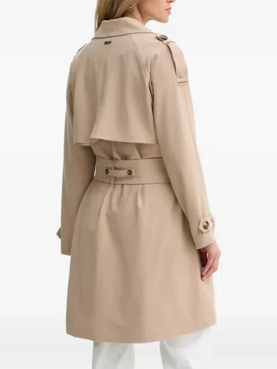 Bruuns Bazaar Double-breasted Belted Trench Coat In Neutral