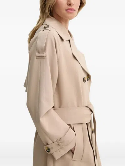 Bruuns Bazaar Double-breasted Belted Trench Coat In Neutral