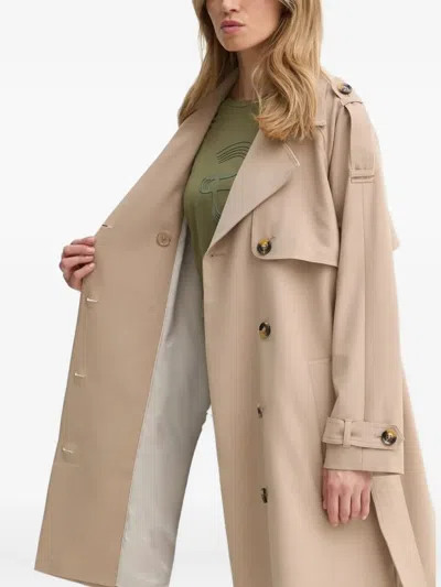 Bruuns Bazaar Double-breasted Belted Trench Coat In Neutral