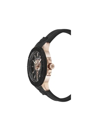 Plein Sport Mens City Rush 3 Hand Date Quartz Black Silicone Strap 45mm In Black