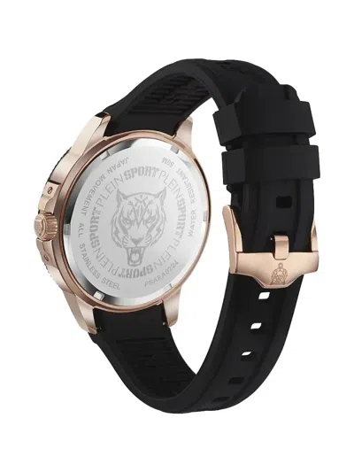Plein Sport Mens City Rush 3 Hand Date Quartz Black Silicone Strap 45mm In Black