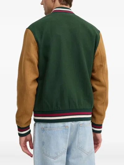 Gant Varsity Embroidered-badge Bomber Jacket In Green