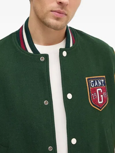 Gant Varsity Embroidered-badge Bomber Jacket In Green
