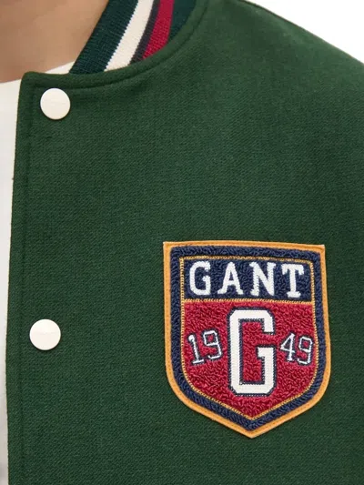 Gant Varsity Embroidered-badge Bomber Jacket In Green