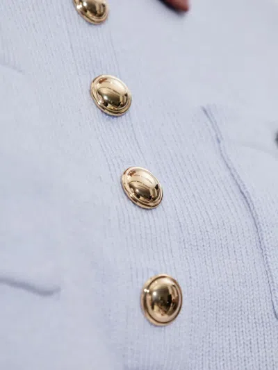 Self-portrait Delicate Lace Long-sleeved Top With High Neckline In Blue