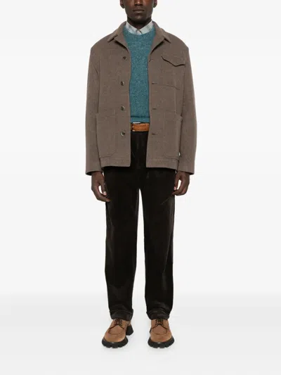 Herno Button-fastening Patch-pocket Jacket In Brown