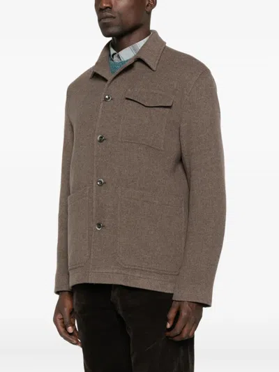Herno Button-fastening Patch-pocket Jacket In Brown