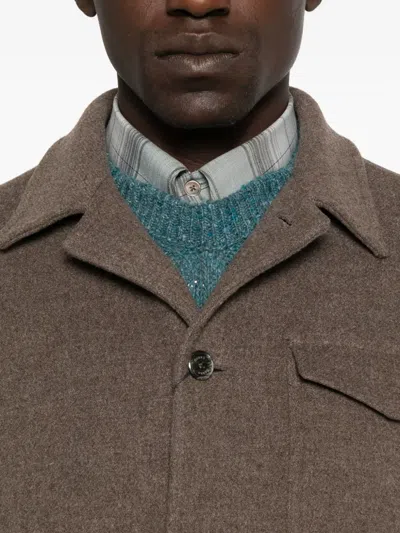 Herno Button-fastening Patch-pocket Jacket In Brown