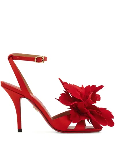 Ferragamo 90mm Flower-embellished High-heel Sandals In Red