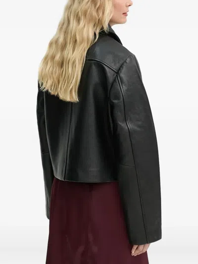 Won Hundred Zip-front Leather Jacket In Black