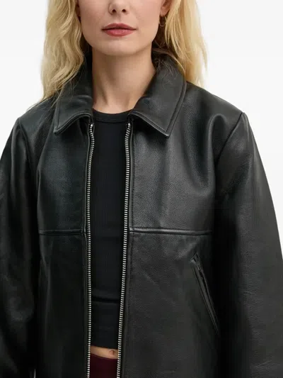 Won Hundred Zip-front Leather Jacket In Black