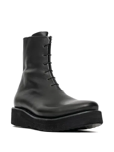Devoa Lace-up Side-zip Biker Boots In Black