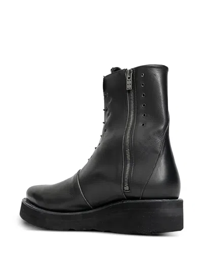 Devoa Lace-up Side-zip Biker Boots In Black