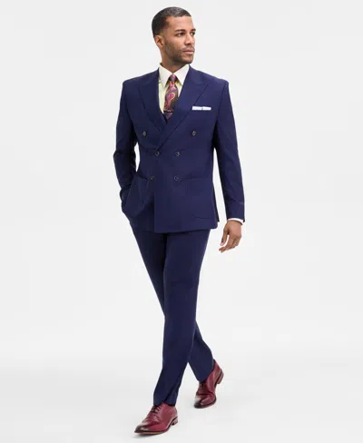 Tayion Collection Men's Classic-fit Solid Double-breasted Suit Separate Jacket In Blue