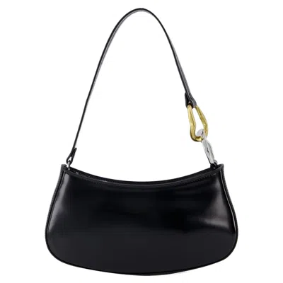 Staud Curved Rectangular Black Shoulder Handbag With Chain Link Strap In Black
