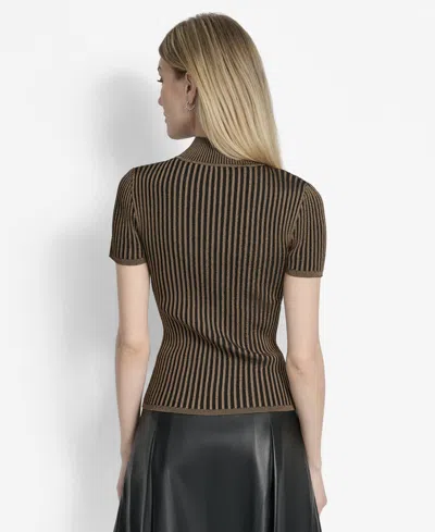 Dkny Mock Neck Knit Top In Green