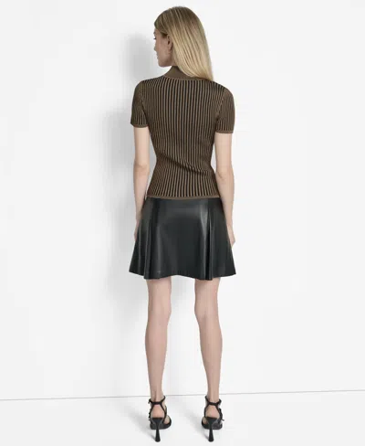 Dkny Mock Neck Knit Top In Green