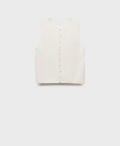 Mango Fine Knit Sweater Vest In White