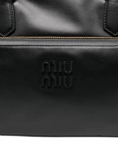Miu Miu Leather Shoulder Bag Double Handles In Black