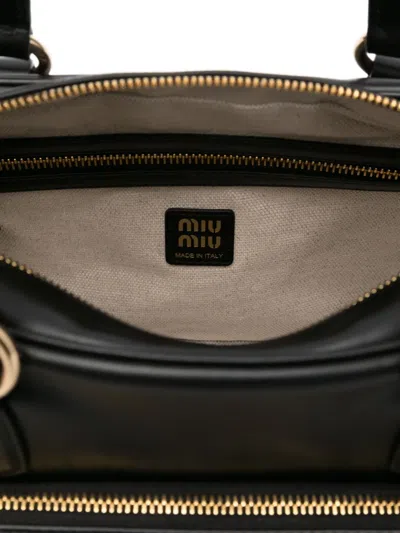 Miu Miu Leather Shoulder Bag Double Handles In Black