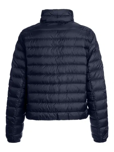 Parajumpers Quilted Jacket Hood Drawstring Waist In Blue