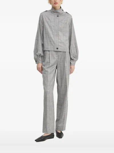 Bruuns Bazaar Checked High-neck Jacket In Gray