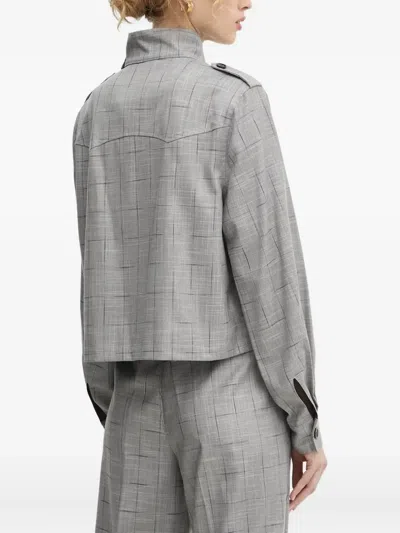 Bruuns Bazaar Checked High-neck Jacket In Gray